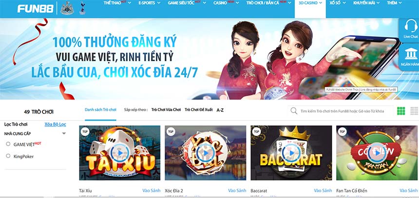 game bài đổi thưởng Fun88